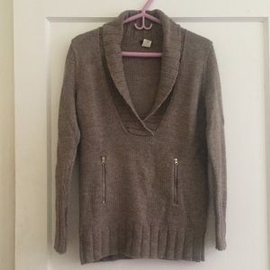 J Crew shawl collar sweater with zipper pockets